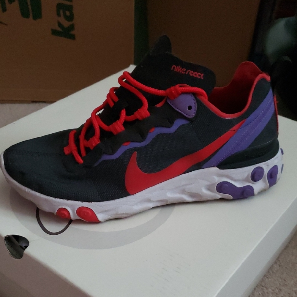Nike React Black with Red and Purple Highlights